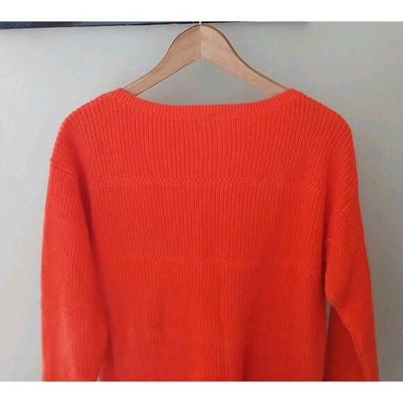 Talbots Boat Neck Pima Cotton Sweater Size Medium Petite Orange Ribbed - Picture 8 of 9